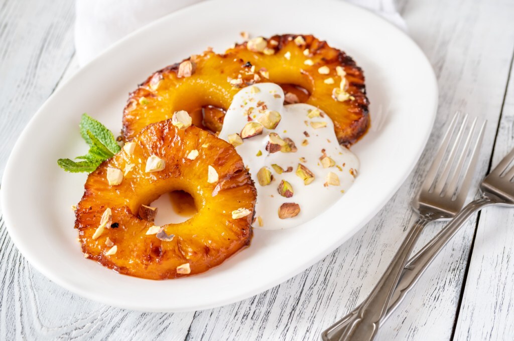 Ananas caramélisé à l'huile de Poivre Tchuli